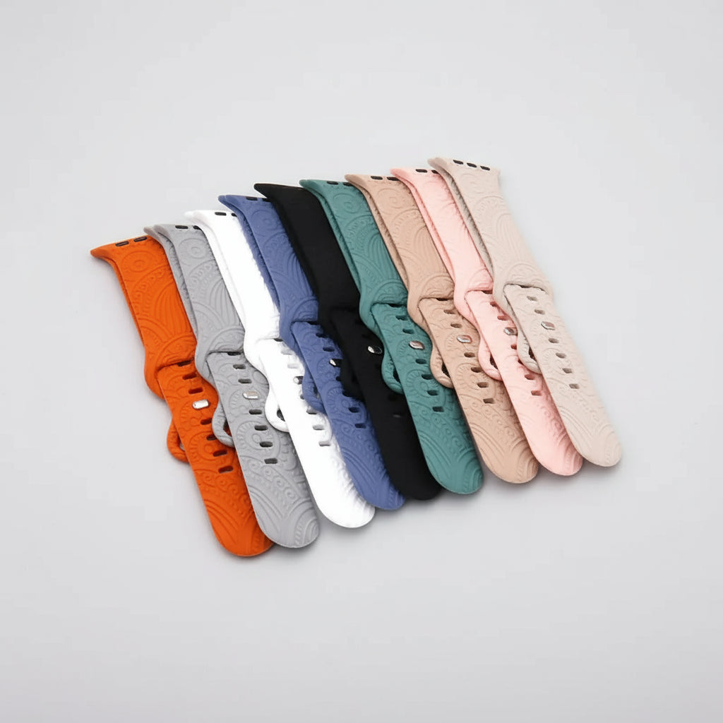 Fashionable Silicone Apple Watch Bands with Floral Design