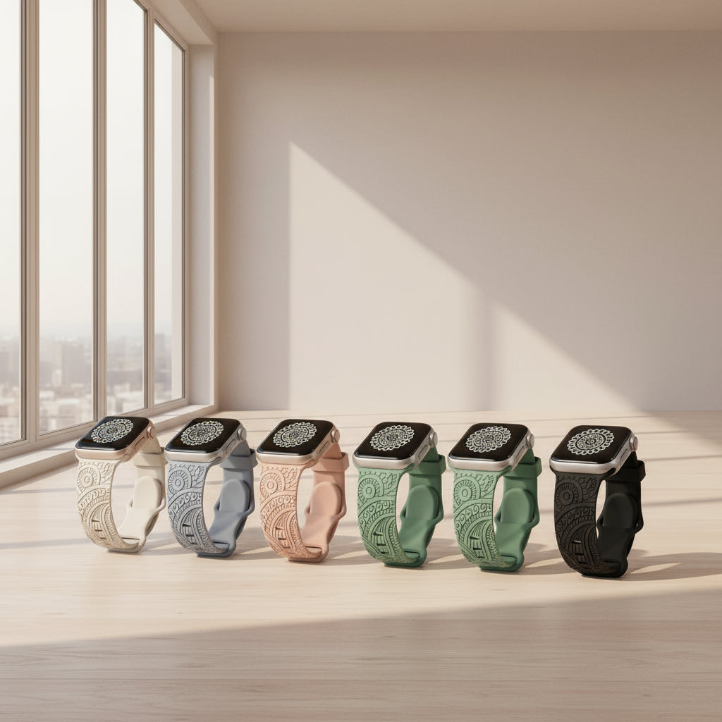 Fashionable Silicone Apple Watch Bands with Floral Design